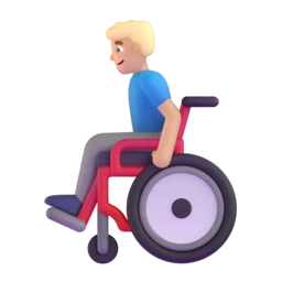 Man in manual wheelchair: medium-light skin tone animated emoji