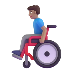 Man in manual wheelchair: medium skin tone animated emoji