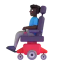 Man in motorized wheelchair: dark skin tone 3D animated emoji