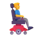 Man in motorized wheelchair facing right 3D animated emoji