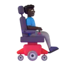 Man in motorized wheelchair facing right: dark skin tone 3D animated emoji