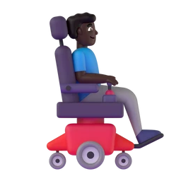 Man in motorized wheelchair facing right: dark skin tone animated emoji