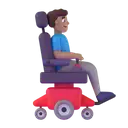 Man in motorized wheelchair facing right: medium skin tone 3D animated emoji