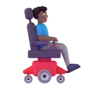 Man in motorized wheelchair facing right: medium-dark skin tone 3D animated emoji
