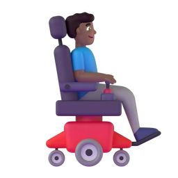 Man in motorized wheelchair facing right: medium-dark skin tone animated emoji