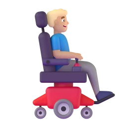 Man in motorized wheelchair facing right: medium-light skin tone animated emoji