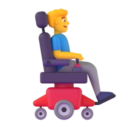 Man in motorized wheelchair facing right animated emoji