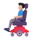 Man in motorized wheelchair: light skin tone 3D animated emoji