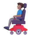 Man in motorized wheelchair: medium skin tone 3D animated emoji