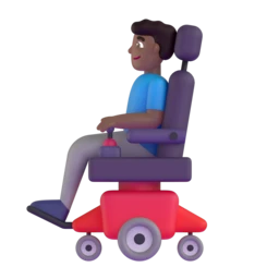 Man in motorized wheelchair: medium-dark skin tone animated emoji