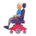 Man in motorized wheelchair: medium-light skin tone 3D animated emoji