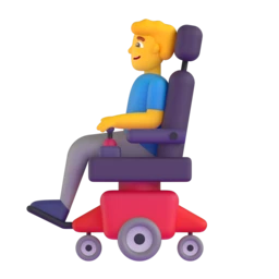 Man in motorized wheelchair animated emoji