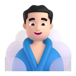Man in steamy room: light skin tone animated emoji