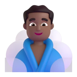 Man in steamy room: medium-dark skin tone animated emoji