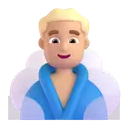 Man in steamy room: medium-light skin tone 3D animated emoji