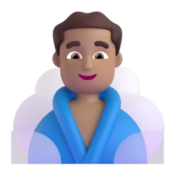Man in steamy room: medium skin tone animated emoji