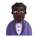 Man in tuxedo: dark skin tone 3D animated emoji
