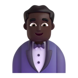 Man in tuxedo: dark skin tone animated emoji