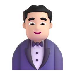 Man in tuxedo: light skin tone animated emoji