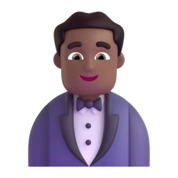 Man in tuxedo: medium-dark skin tone animated emoji