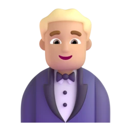 Man in tuxedo: medium-light skin tone animated emoji