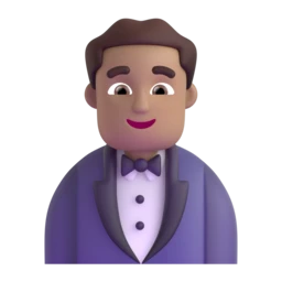 Man in tuxedo: medium skin tone animated emoji