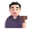 Man judge: light skin tone 3D animated emoji