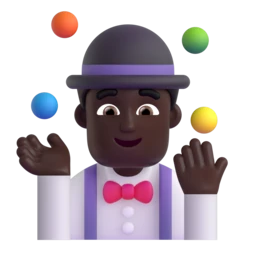 Man juggling: dark skin tone animated emoji