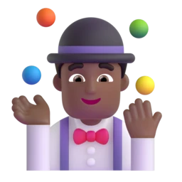 Man juggling: medium-dark skin tone animated emoji