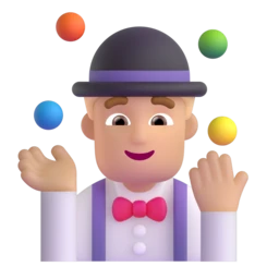 Man juggling: medium-light skin tone animated emoji