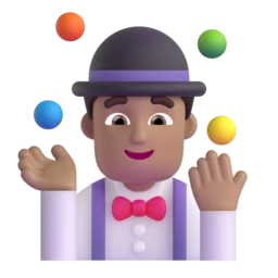 Man juggling: medium skin tone animated emoji