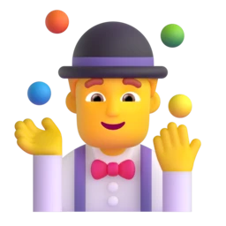 Man juggling animated emoji
