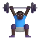 Man lifting weights: dark skin tone 3D animated emoji