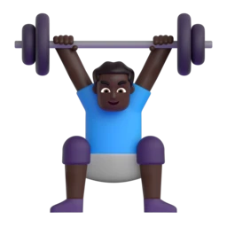 Man lifting weights: dark skin tone animated emoji