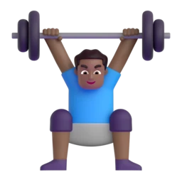 Man lifting weights: medium-dark skin tone animated emoji