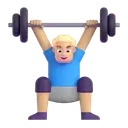 Man lifting weights: medium-light skin tone 3D animated emoji