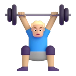 Man lifting weights: medium-light skin tone animated emoji