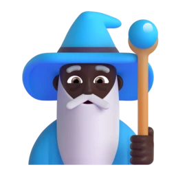 Man mage: dark skin tone animated emoji