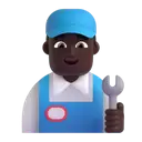Man mechanic: dark skin tone 3D animated emoji