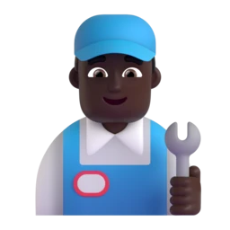 Man mechanic: dark skin tone animated emoji