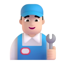 Man mechanic: light skin tone animated emoji