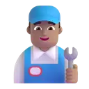 Man mechanic: medium skin tone 3D animated emoji