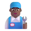 Man mechanic: medium-dark skin tone 3D animated emoji