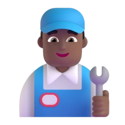 Man mechanic: medium-dark skin tone animated emoji