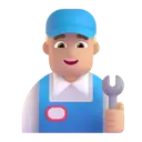 Man mechanic: medium-light skin tone 3D animated emoji