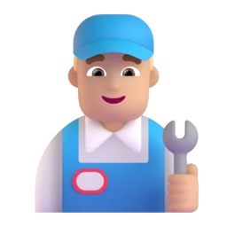 Man mechanic: medium-light skin tone animated emoji