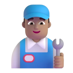 Man mechanic: medium skin tone animated emoji
