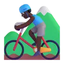 Man mountain biking: dark skin tone 3D animated emoji