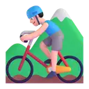Man mountain biking: light skin tone 3D animated emoji