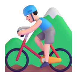 Man mountain biking: light skin tone animated emoji
